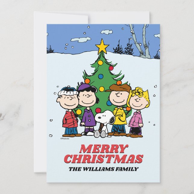 Cartes Pour Fêtes Annuelles Arachides Joyeux Noël | Ajouter votre photo et vot (Devant)
