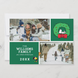 Cartes Pour Fêtes Annuelles Arachides Noël Snoopy Wreath Family Photo