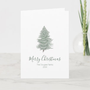 Cartes Pour Fêtes Annuelles Arbre À feuillage persistant 2 dessiné à la main