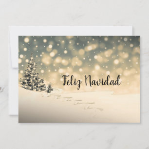 Cartes Pour Fêtes Annuelles Arbre À feuillage persistant à neige d'hiver Feliz