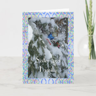 Cartes Pour Fêtes Annuelles Arbre à la décoration familiale et soeur à l'extér
