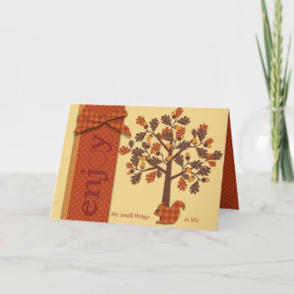 Cartes Pour Fêtes Annuelles Arbre à maïs avec écureuil pour l'action de grâces