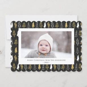 Cartes Pour Fêtes Annuelles Arbre à pin de la forêt blanche de l'or noir moder