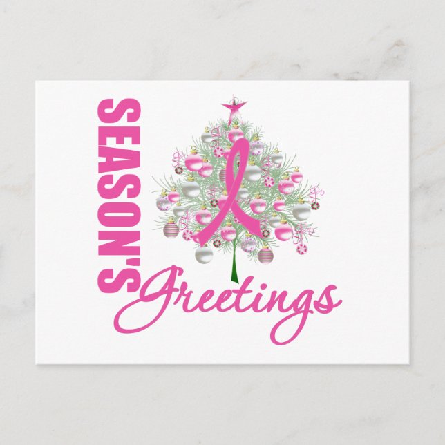 Cartes Pour Fêtes Annuelles Arbre à ruban rose Bonnes Fêtes (Devant)