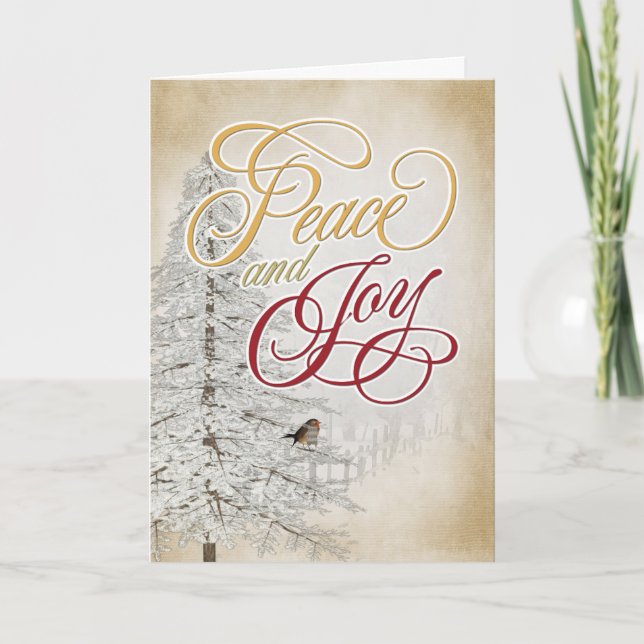 Cartes Pour Fêtes Annuelles Arbre blanc de Noël avec oiseaux (Devant)