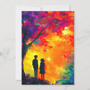 Cartes Pour Fêtes Annuelles Arbre coloré d'amour