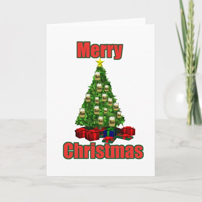 Cartes Pour Fêtes Annuelles Arbre de bière de Joyeux Noël (Devant)