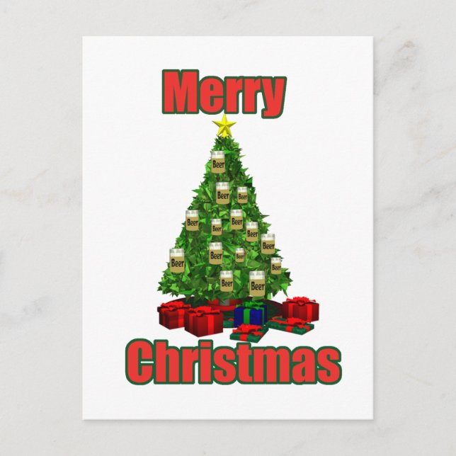 Cartes Pour Fêtes Annuelles Arbre de bière de Joyeux Noël (Devant)