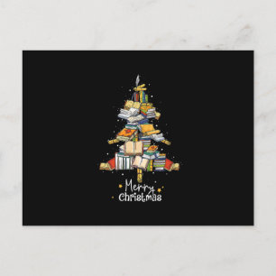 Cartes Pour Fêtes Annuelles Arbre de la bibliothèque de Noël Joyeux Livre Libr