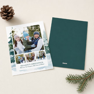 Cartes Pour Fêtes Annuelles Arbre de la forêt de Noël Photo Collage Fêtes