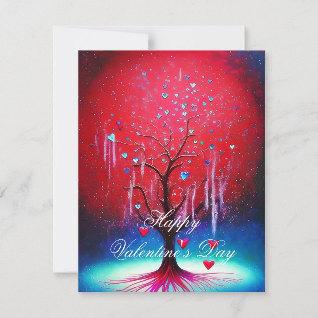 Cartes Pour Fêtes Annuelles Arbre de la Saint-Valentin au cœur lumineux  (Devant)