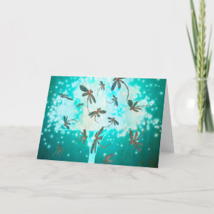 Cartes Pour Fêtes Annuelles Arbre de lueur de libellule