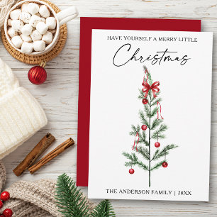 Cartes Pour Fêtes Annuelles Arbre de Noël à l'aquarelle et calligraphie avec r