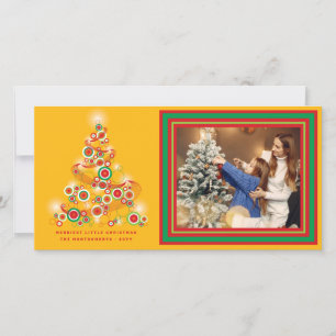 Cartes Pour Fêtes Annuelles Arbre de Noël Abstrait vert rouge étincelant Photo