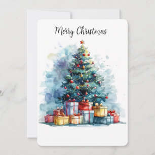 Cartes Pour Fêtes Annuelles Arbre de Noël aquarelle personnalisable