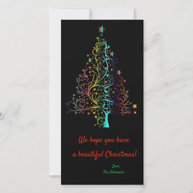 Cartes Pour Fêtes Annuelles Arbre de Noël arc-en-ciel prisonnier (Devant)