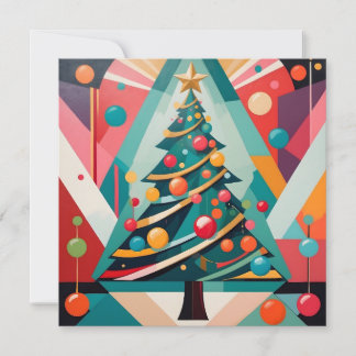 Cartes Pour Fêtes Annuelles Arbre de Noël Art déco avec ornements et bulles