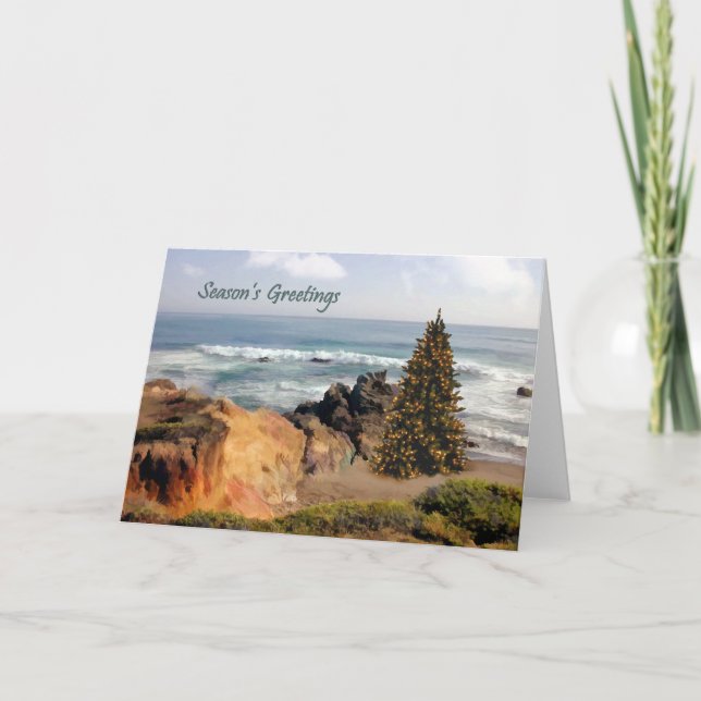 Cartes Pour Fêtes Annuelles Arbre de Noël avant l'océan (Devant)