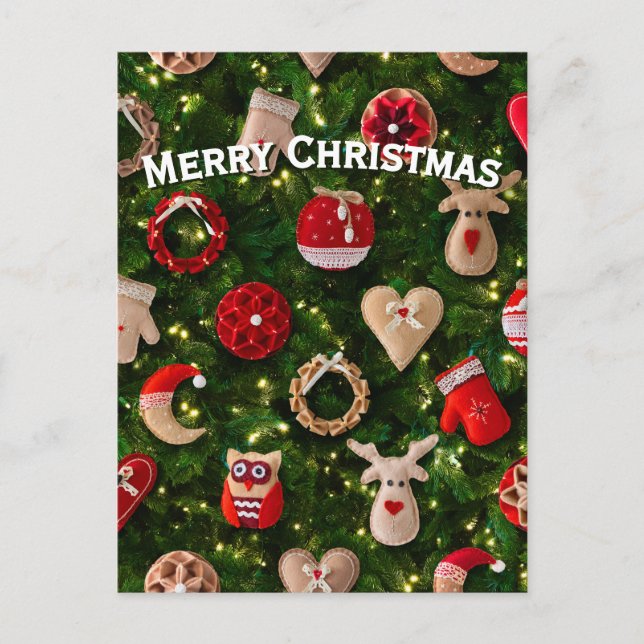 Cartes Pour Fêtes Annuelles Arbre de Noël avec des jouets en feutre (Devant)