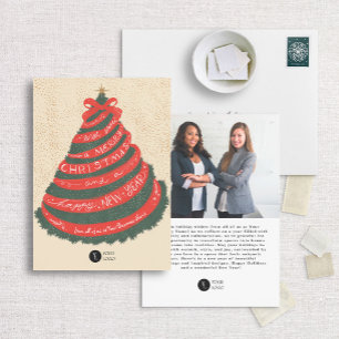 Cartes Pour Fêtes Annuelles Arbre de Noël avec ruban à main