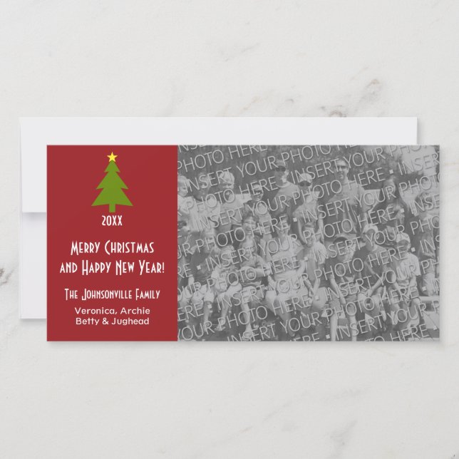 Cartes Pour Fêtes Annuelles Arbre de Noël avec une grande photo (Devant)