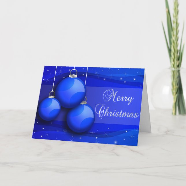 Cartes Pour Fêtes Annuelles Arbre de Noël Baubles Bleus (Devant)