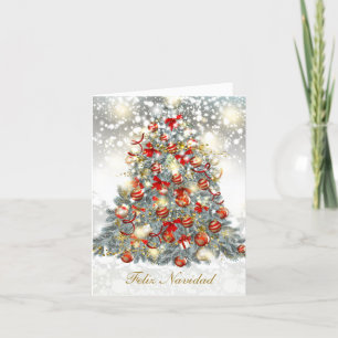 Cartes Pour Fêtes Annuelles Arbre de Noël, baubles espagnol