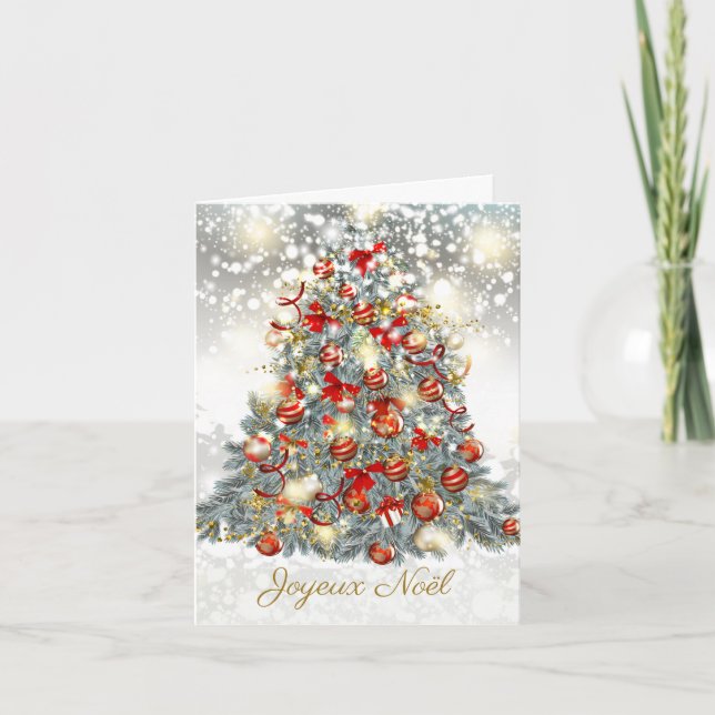 Cartes Pour Fêtes Annuelles Arbre de Noël, baubles français (Devant)