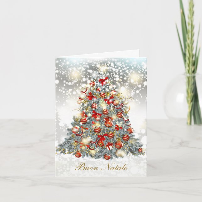 Cartes Pour Fêtes Annuelles Arbre de Noël, baubles italien (Devant)
