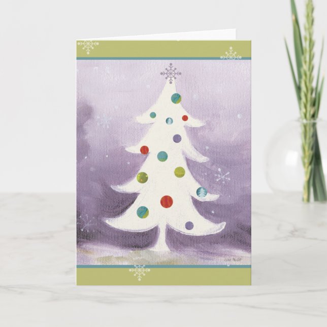 Cartes Pour Fêtes Annuelles Arbre de Noël blanc (Devant)