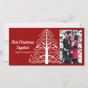 Cartes Pour Fêtes Annuelles Arbre de Noël blanc Rouge premier Noël ensemble
