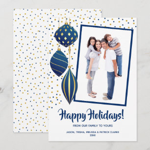 Cartes Pour Fêtes Annuelles Arbre de Noël bleu et or Photo