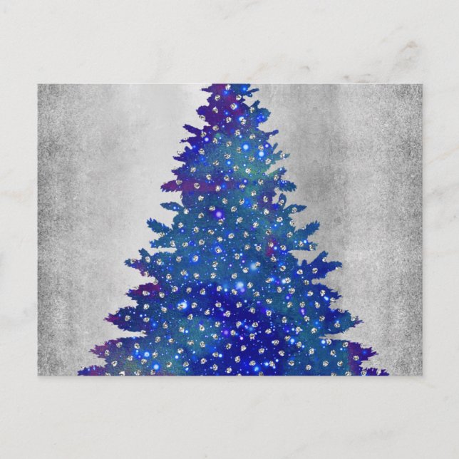 Cartes Pour Fêtes Annuelles Arbre de Noël bleu et violet (Devant)