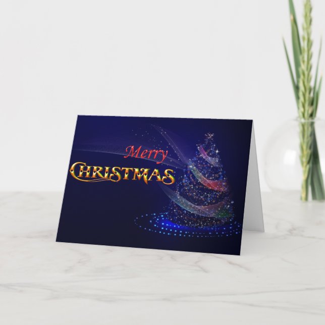 Cartes Pour Fêtes Annuelles Arbre de Noël bleu Joyeux Noël (Devant)