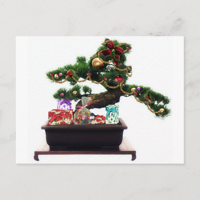 Cartes Pour Fêtes Annuelles Arbre de Noël Bonsai (Devant)