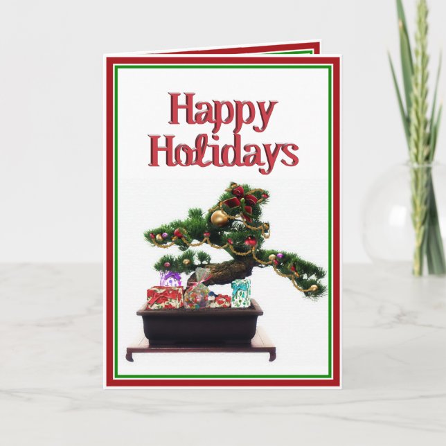 Cartes Pour Fêtes Annuelles Arbre de Noël Bonsai (Devant)