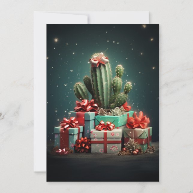 Cartes Pour Fêtes Annuelles Arbre de Noël Cactus (Devant)