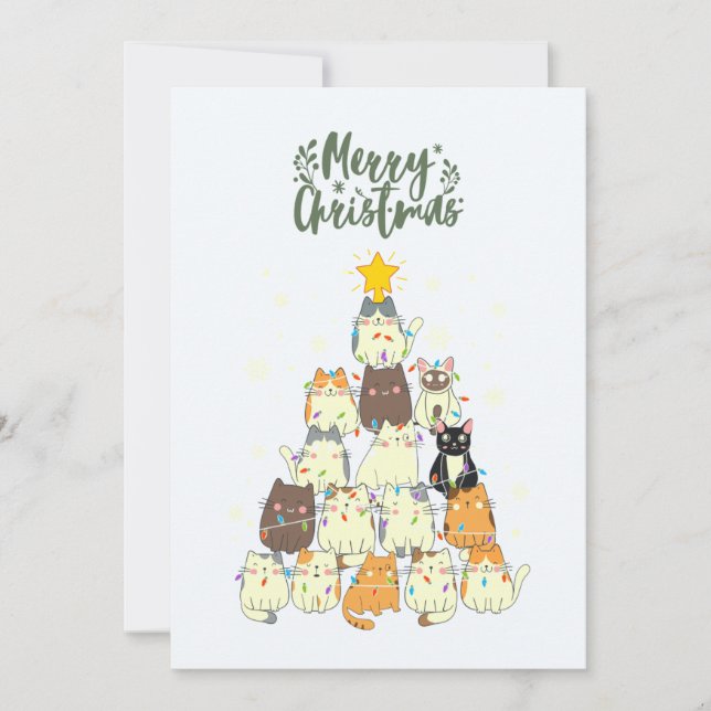 Cartes Pour Fêtes Annuelles Arbre de Noël Chat Mignon  (Devant)