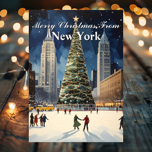 Cartes Pour Fêtes Annuelles Arbre de Noël Classique de la Ville de New York 