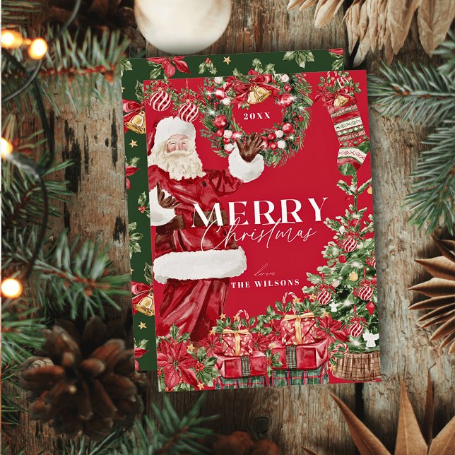 Cartes Pour Fêtes Annuelles Arbre de Noël classique du Père Noël (Créateur téléchargé)