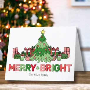 Cartes Pour Fêtes Annuelles Arbre de Noël coloré Joyeux et lumineux