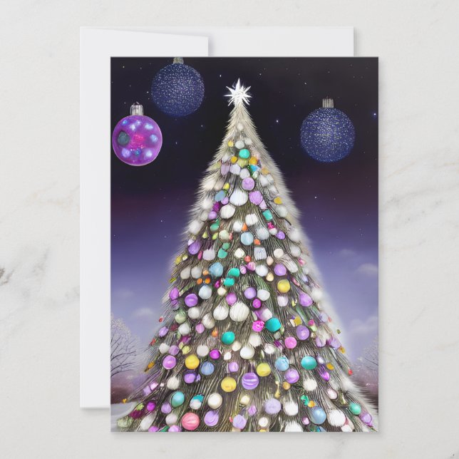 Cartes Pour Fêtes Annuelles Arbre de Noël couvert d'ornement (Devant)