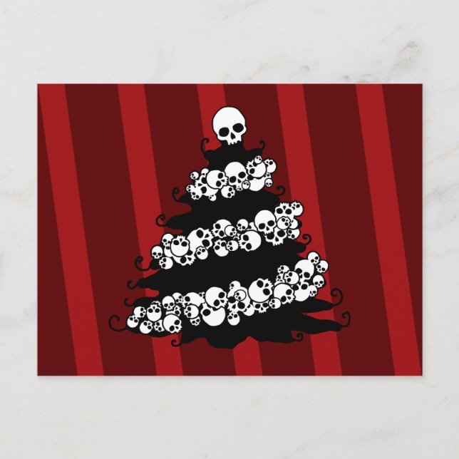 Cartes Pour Fêtes Annuelles Arbre de Noël Crâne Garland (Devant)