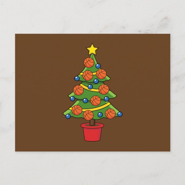 Cartes Pour Fêtes Annuelles Arbre de Noël de basket-ball (Devant)