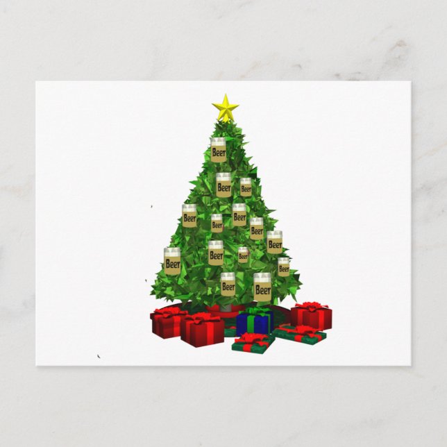 Cartes Pour Fêtes Annuelles Arbre de Noël de bière (Devant)