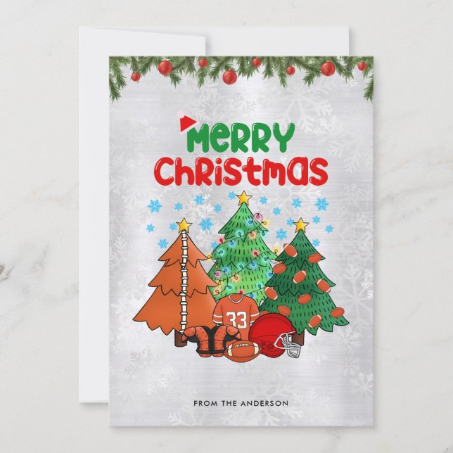 Cartes Pour Fêtes Annuelles Arbre de Noël de football américain (Devant)