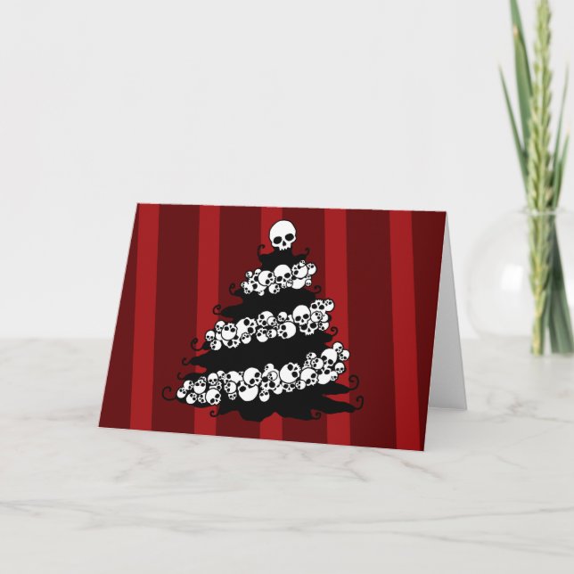 Cartes Pour Fêtes Annuelles Arbre de Noël de guirlande de crâne (Devant)