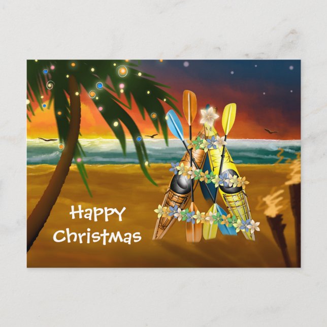 Cartes Pour Fêtes Annuelles Arbre de Noël de Kayak - Tropical (Devant)