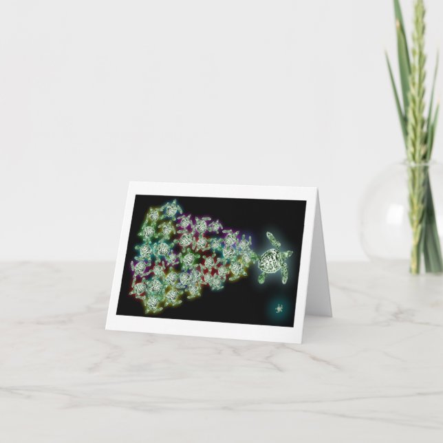 Cartes Pour Fêtes Annuelles Arbre de Noël de la tortue (Devant)