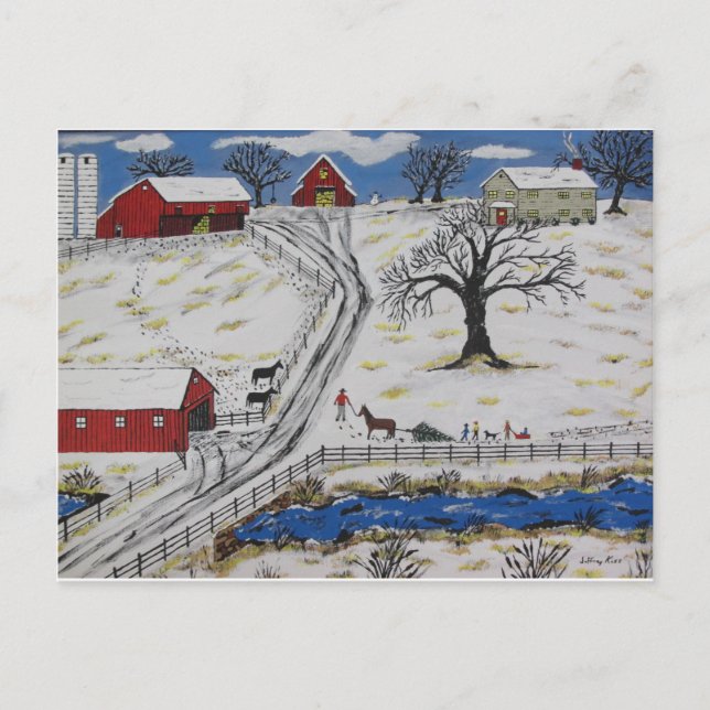 Cartes Pour Fêtes Annuelles Arbre de Noël de pays (Devant)